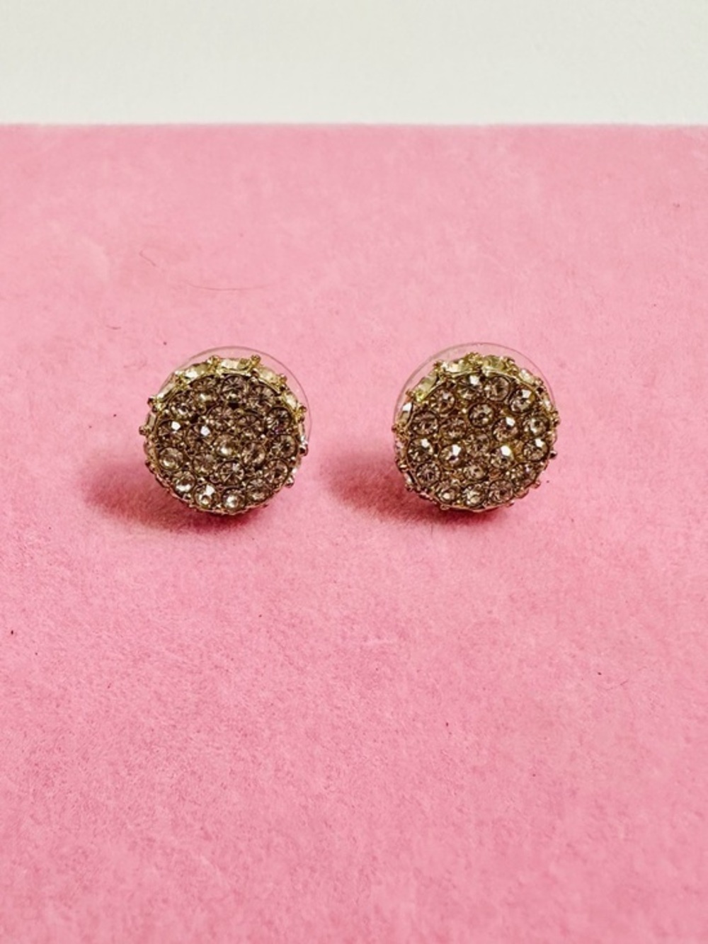 Gold Tone Pavé Crystal Stud Earrings